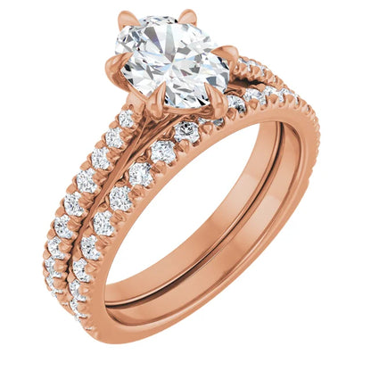 Oval Rose Gold Claw Set Style Engagement Ring