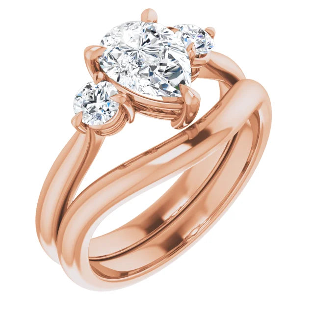 Pear Rose Gold Accent Engagement Ring