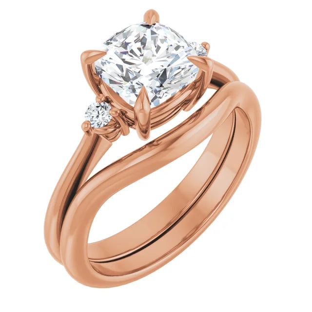 Cushion Rose Gold Accent Engagement Ring
