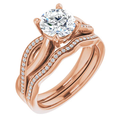 Round Brilliant Rose Gold Claw Set Twist Style Engagement Ring 