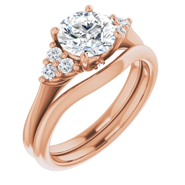 Round Brilliant Rose Gold Antique Inspired Design Engagement Ring