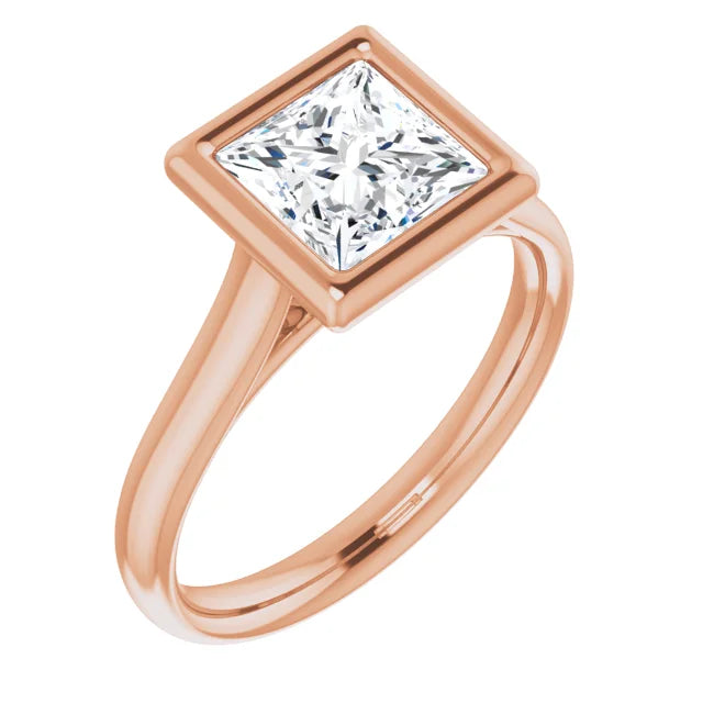 Solitaire Princess Cut Bezel Engagement Ring