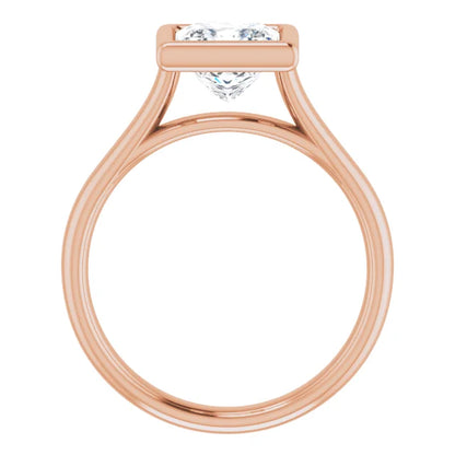 Solitaire Princess Cut Bezel Engagement Ring