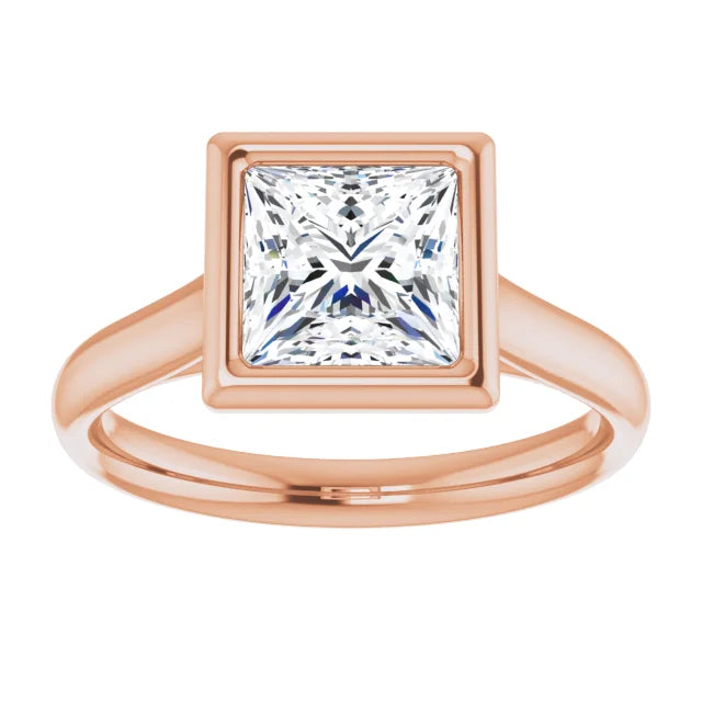 Solitaire Princess Cut Bezel Engagement Ring