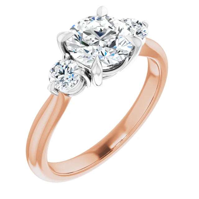 Round Brilliant White & Rose Gold Accent Engagement Ring