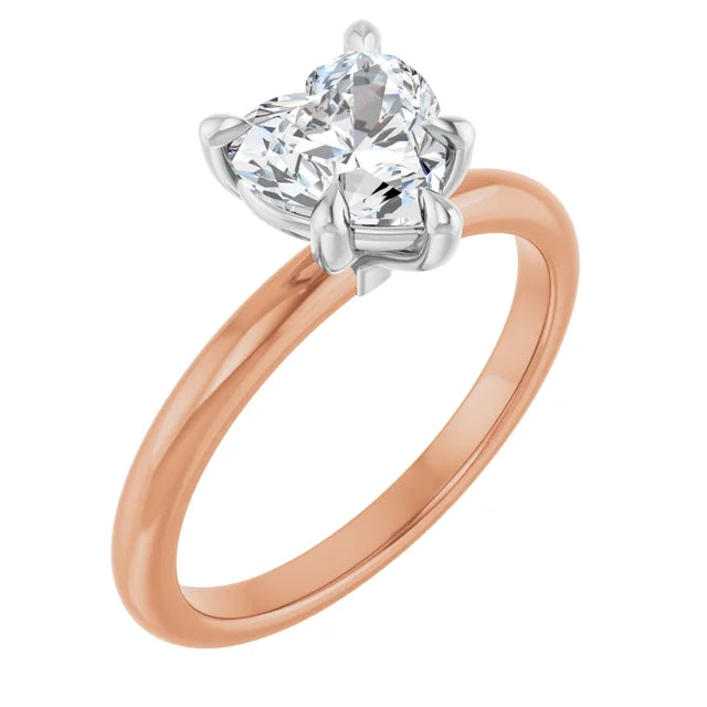 Heart White & Rose Gold Solitaire Engagement Ring