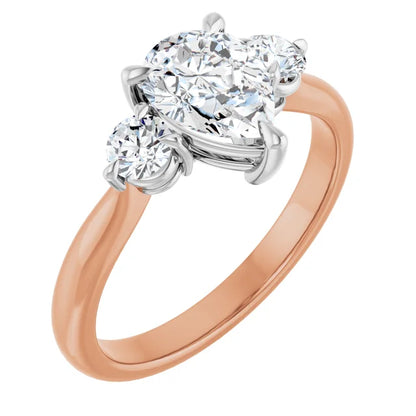 Pear White & Rose Gold Accent Engagement Ring