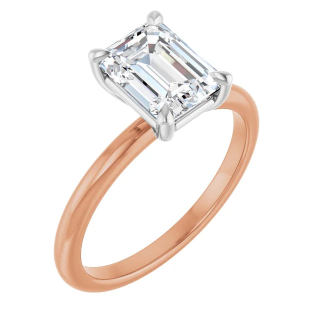 Emerald White & Rose Gold Solitaire Engagement Ring
