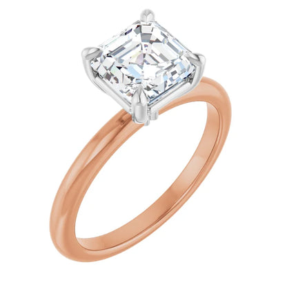 Asscher White & Rose Gold Solitaire Engagement Ring