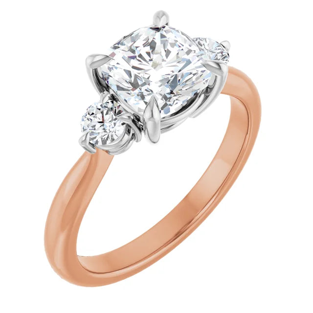 Cushion White & Rose Gold Accent Engagement Ring