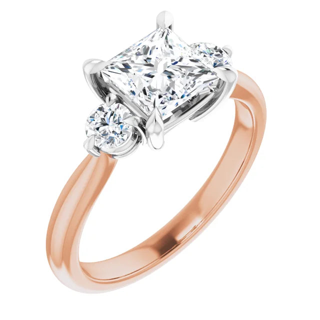Princess White & Rose Gold Accent Engagement Ring