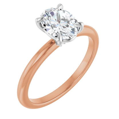Oval White & Rose Gold Solitaire Engagement Ring