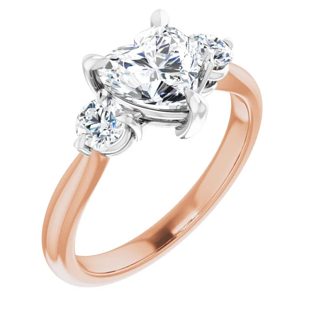 Heart White & Rose Gold Accent Engagement Ring