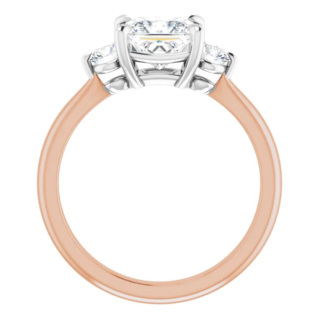 Princess White & Rose Gold Accent Engagement Ring