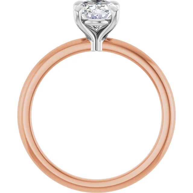 Oval White & Rose Gold Solitaire Engagement Ring