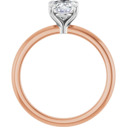 Oval White & Rose Gold Solitaire Engagement Ring