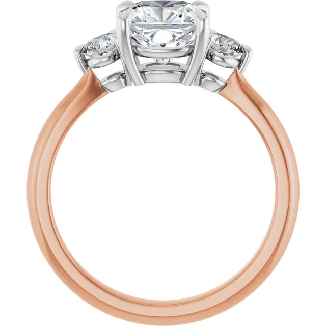 Cushion White & Rose Gold Accent Engagement Ring
