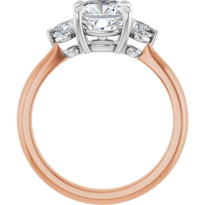 Cushion White & Rose Gold Accent Engagement Ring