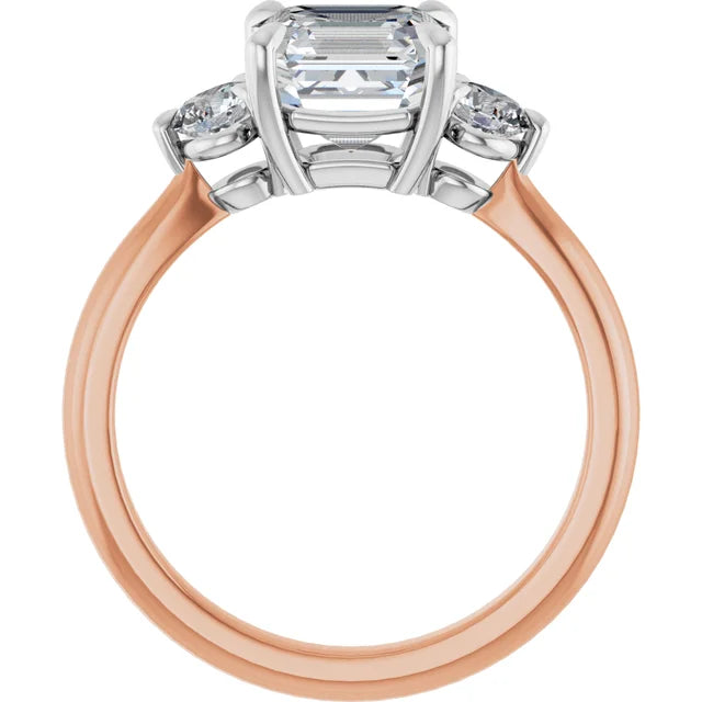 Asscher White & Rose Gold Accent Engagement Ring