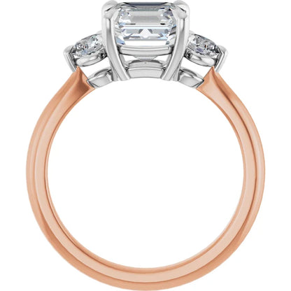 Asscher White & Rose Gold Accent Engagement Ring