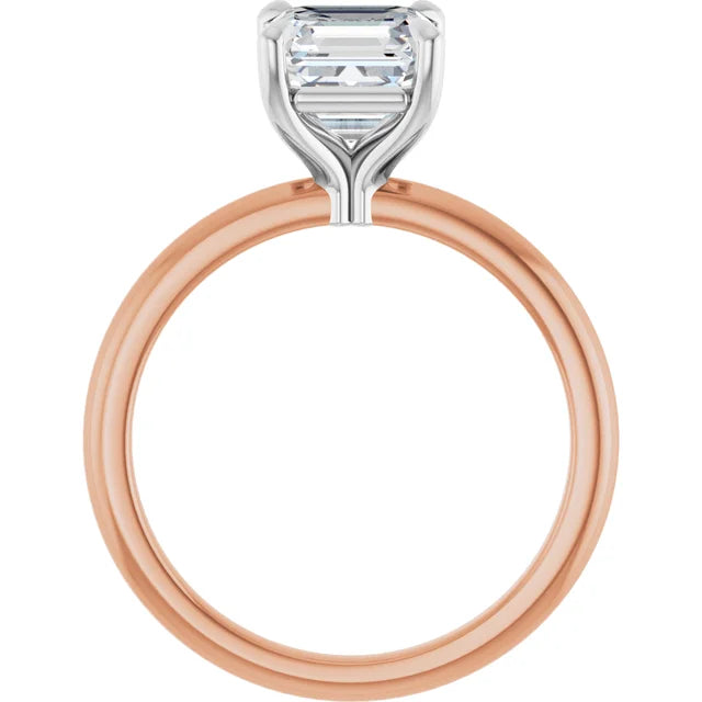 Asscher White & Rose Gold Solitaire Engagement Ring
