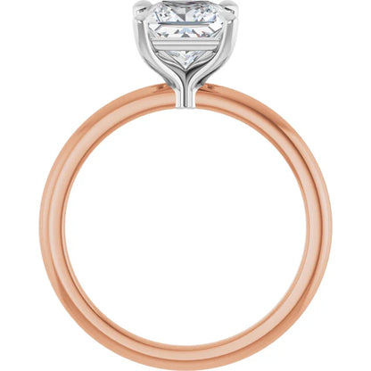 Princess White & Rose Gold Solitaire Engagement Ring