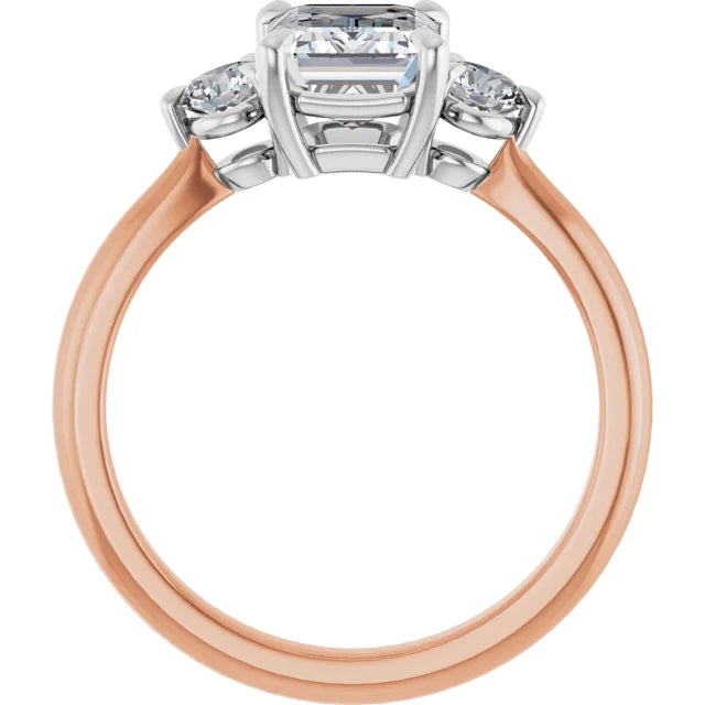 Emerald White & Rose Gold Accent Engagement Ring