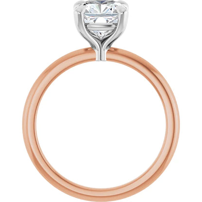 Cushion White & Rose Gold Solitaire Engagement Ring