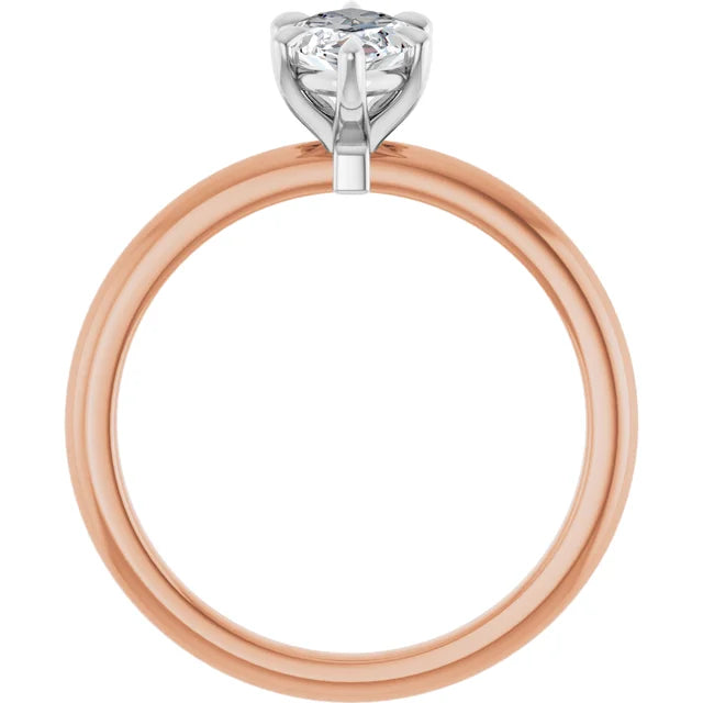 Marquise White & Rose Gold Solitaire Engagement Ring