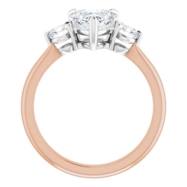 Heart White & Rose Gold Accent Engagement Ring