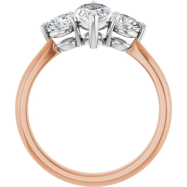 Marquise White & Rose Gold Accent Engagement Ring
