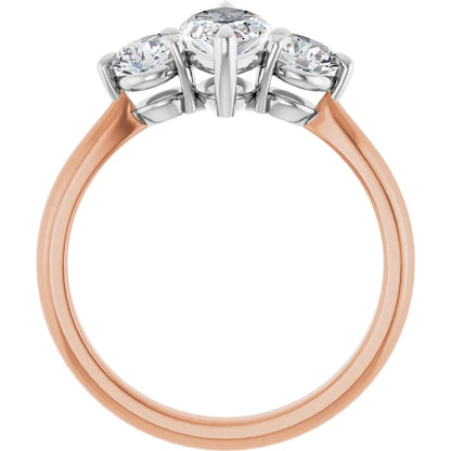 Marquise White & Rose Gold Accent Engagement Ring