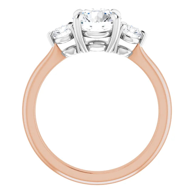 Round Brilliant White & Rose Gold Accent Engagement Ring