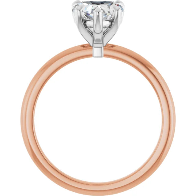 Heart White & Rose Gold Solitaire Engagement Ring