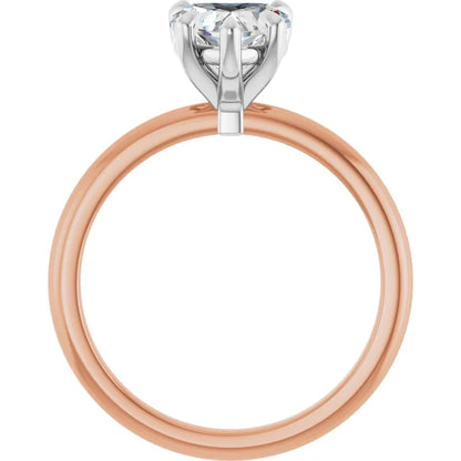 Heart White & Rose Gold Solitaire Engagement Ring