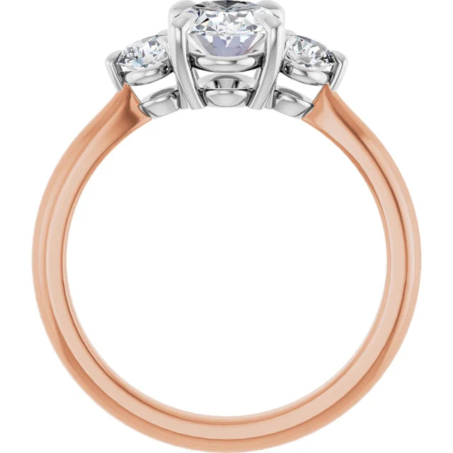 Oval White & Rose Gold Accent Engagement Ring