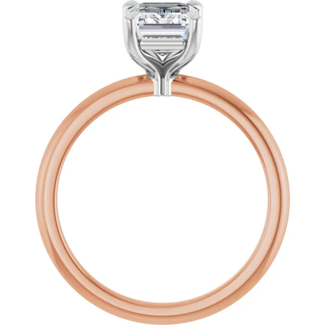 Emerald White & Rose Gold Solitaire Engagement Ring