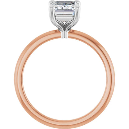 Emerald White & Rose Gold Solitaire Engagement Ring