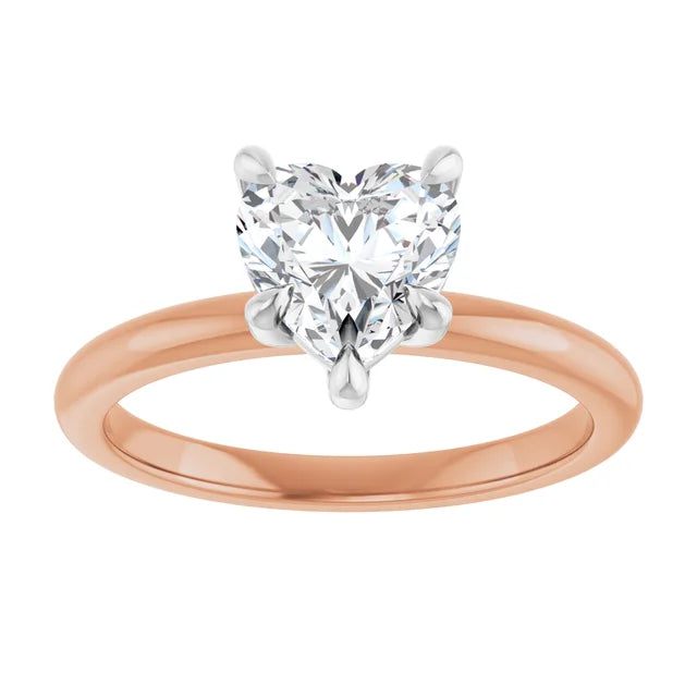 Heart White & Rose Gold Solitaire Engagement Ring