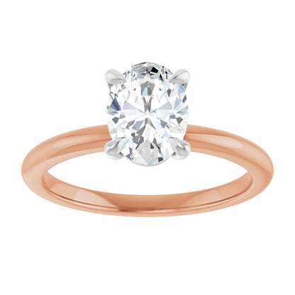 Oval White & Rose Gold Solitaire Engagement Ring