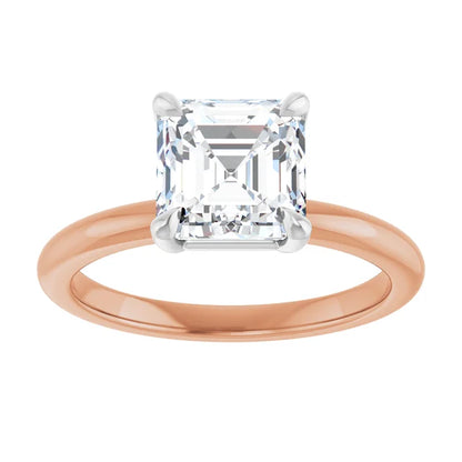 Asscher White & Rose Gold Solitaire Engagement Ring