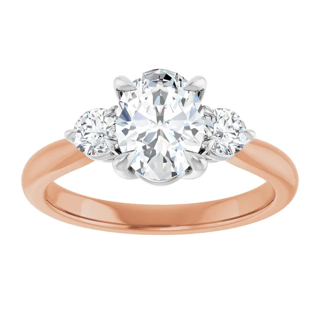 Oval White & Rose Gold Accent Engagement Ring