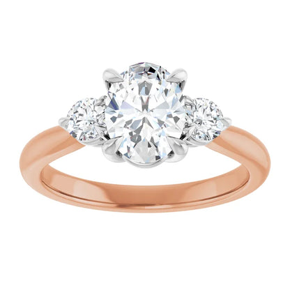 Oval White & Rose Gold Accent Engagement Ring