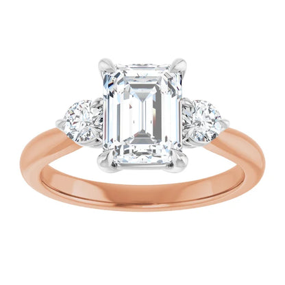 Emerald White & Rose Gold Accent Engagement Ring