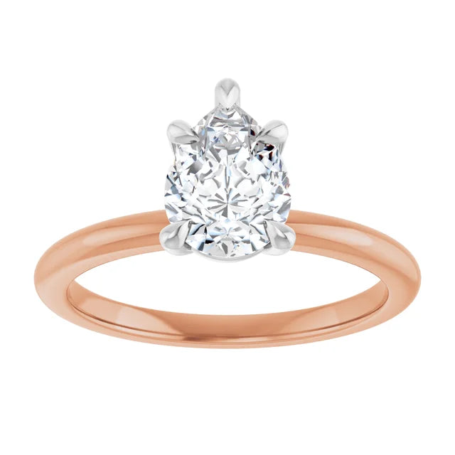 Pear White & Rose Gold Solitaire Engagement Ring