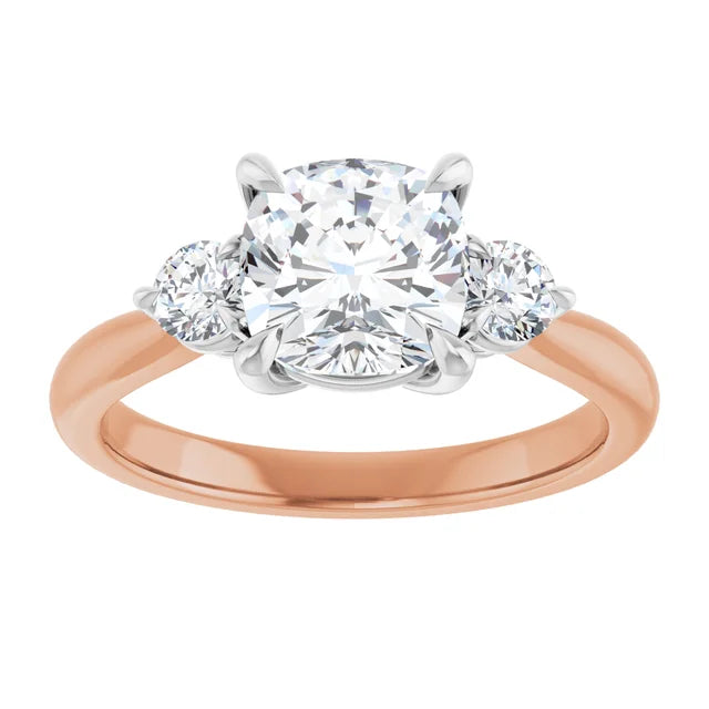 Cushion White & Rose Gold Accent Engagement Ring