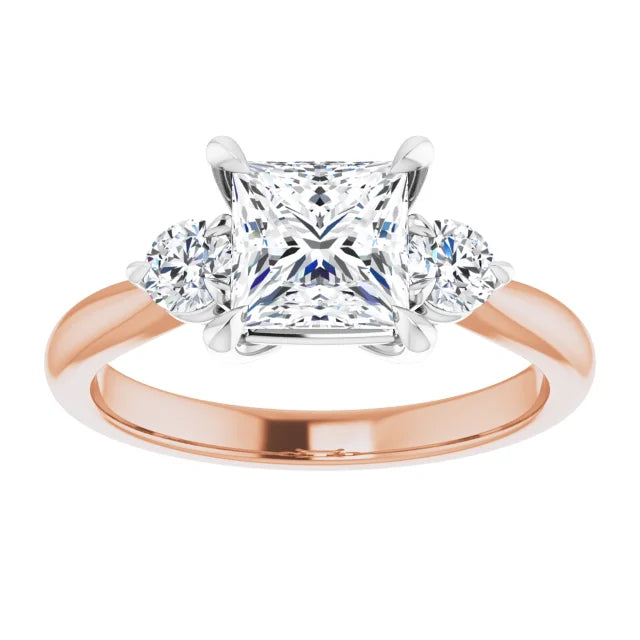 Princess White & Rose Gold Accent Engagement Ring