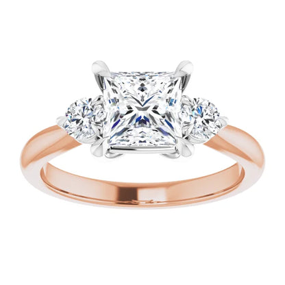 Princess White & Rose Gold Accent Engagement Ring