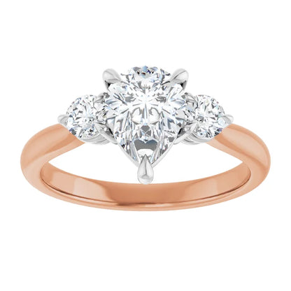 Pear White & Rose Gold Accent Engagement Ring