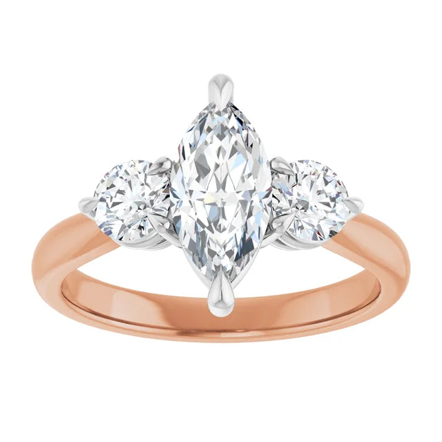 Marquise White & Rose Gold Accent Engagement Ring